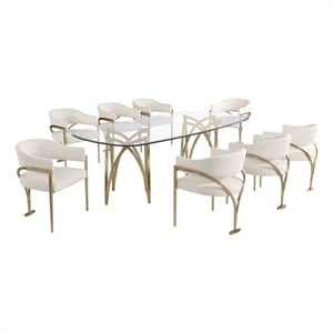 Best Quality Furniture 94&quot x 46&quot Rounded Rectangular Clear Glass Dining Set