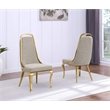 Best Quality Furniture Gray Boucle Fabric Side Chairs w Gold Chrome Frame