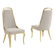 Best Quality Furniture Gray Boucle Fabric Side Chairs w Gold Chrome Frame