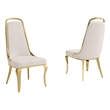 Best Quality Furniture Cream Boucle Fabric Side Chairs w Gold Chrome Frame