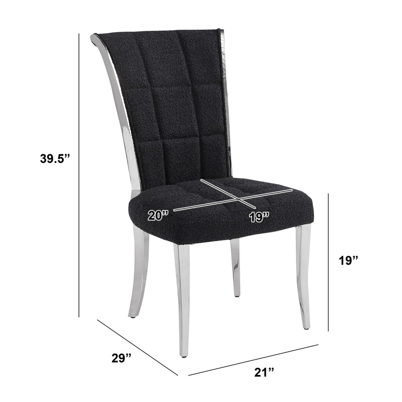 Best Quality Furniture Black Boucle Fabric Side Chairs with Chrome Frame