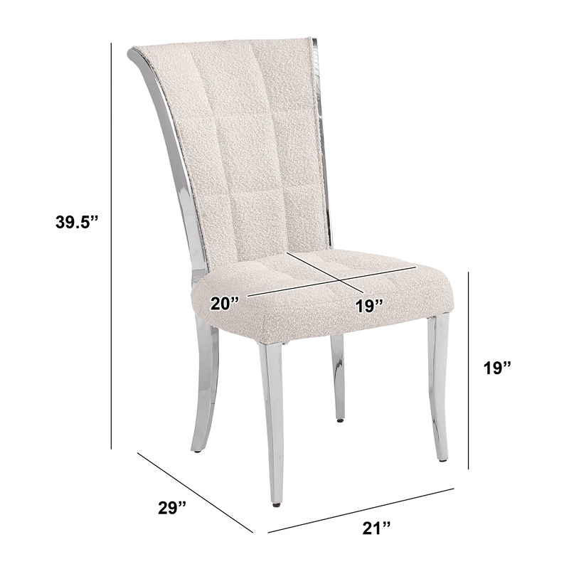 Best Quality Furniture Cream Boucle Fabric Side Chairs with Chrome Frame