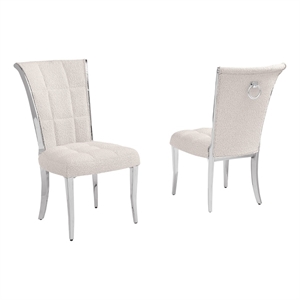 Best Quality Furniture Cream Boucle Fabric Side Chairs with Chrome Frame