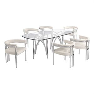 Best Quality Furniture 78&quot x 42&quot Rounded Rectangular Clear Glass Dining Set