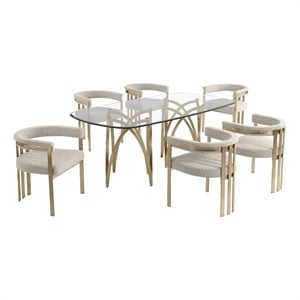 Best Quality Furniture 78&quot x 42&quot Rounded Rectangular Clear Glass Dining Set