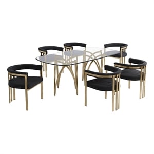 Best Quality Furniture 78&quot x 42&quot Rounded Rectangular Clear Glass Dining Set