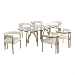 Best Quality Furniture 78&quot x 42&quot Rounded Rectangular Clear Glass Dining Set