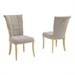 Best Quality Furniture Gray Boucle Fabric Side Chairs w Gold Chrome Frame