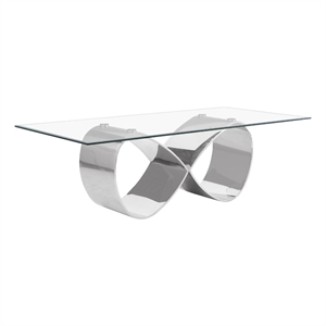 Best Quality Furniture 94&quot x 46&quot Clear Tempered Glass Table with Stainless Steel