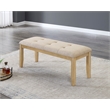 Best Quality Furniture Beige Fabric Dining Bench w Rustic Wood Legs