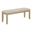 Best Quality Furniture Beige Fabric Dining Bench w Rustic Wood Legs