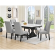 Best Quality Furniture Faux White Marble Dining Set with Dark Rustic Wood Finish