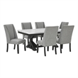 Best Quality Furniture Faux White Marble Dining Set with Dark Rustic Wood Finish