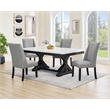 Best Quality Furniture Faux White Marble Dining Set with Dark Rustic Wood Finish
