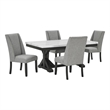 Best Quality Furniture Faux White Marble Dining Set with Dark Rustic Wood Finish
