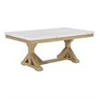 Best Quality Furniture Faux White Marble Dining Table with Rustic Wood Finish