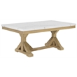 Best Quality Furniture Faux White Marble Dining Set with Rustic Wood Finish
