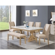 Best Quality Furniture Faux White Marble Dining Set with Rustic Wood Finish