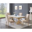 Best Quality Furniture Faux White Marble Dining Set with Rustic Wood Finish