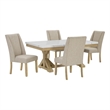 Best Quality Furniture Faux White Marble Dining Set with Rustic Wood Finish