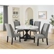 Best Quality Furniture Faux White Marble Dining Set with Dark Rustic Wood Finish