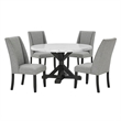 Best Quality Furniture Faux White Marble Dining Table with Dark Rustic Wood