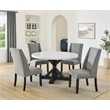 Best Quality Furniture Faux White Marble Dining Table with Dark Rustic Wood