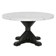 Best Quality Furniture Faux White Marble Dining Table with Dark Rustic Wood