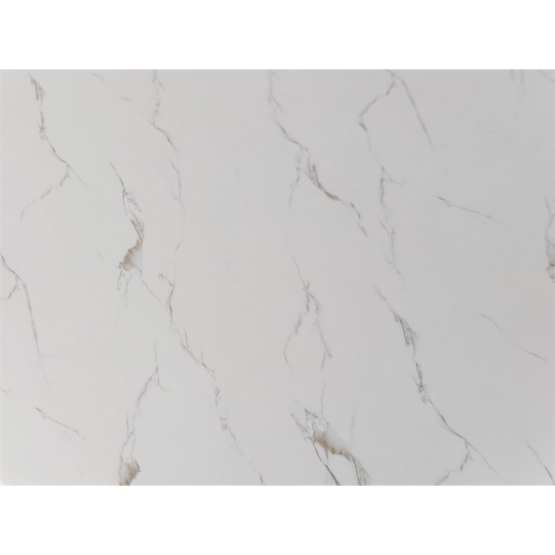 Best Quality Furniture Faux White Marble Dining Table with Dark Rustic Wood