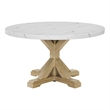 Best Quality Furniture Faux White Marble Dining Table with Rustic Wood Finish