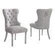 Best Quality Furniture Button Tufted Side Chairs in Rich Gray Boucle Fabric