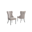 Best Quality Furniture Button Tufted Side Chairs in Gray Boucle Fabric