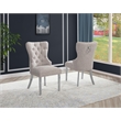 Best Quality Furniture Button Tufted Side Chairs in Gray Boucle Fabric