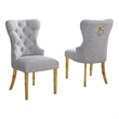 Best Quality Furniture Button Tufted Side Chairs in Rich Gray Boucle Fabric