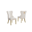 Best Quality Furniture Button Tufted Side Chairs in Cream Boucle Fabric