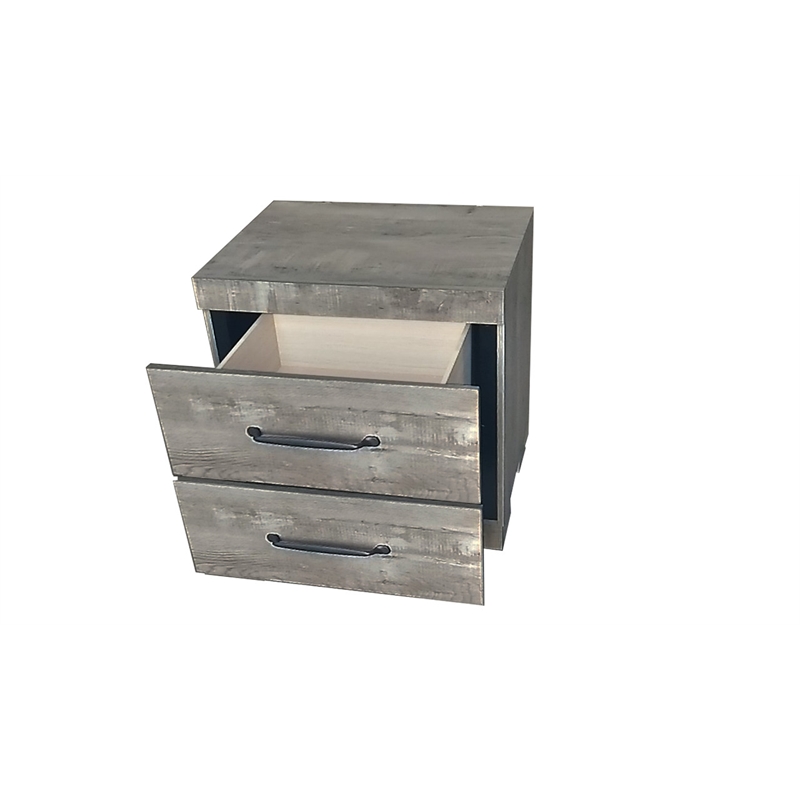 Best Quality Furniture 3pc Antique Gray Wood Panel Bedroom Set with Headlamps