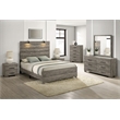 Best Quality Furniture 6pc Antique Gray Wood Panel Bedroom Set with Headlamps