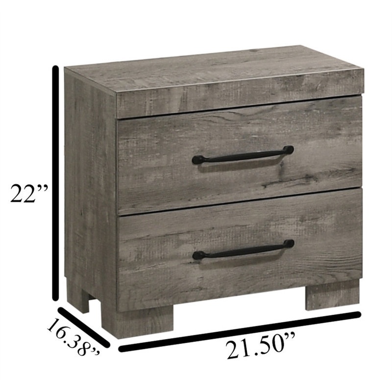 Best Quality Furniture 3pc Antique Gray Wood Panel Bedroom Set with Headlamps