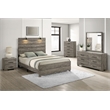 Best Quality Furniture 5pc Antique Gray Wood Panel Bedroom Set with Headlamps