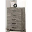 Best Quality Furniture Antique Gray Wood 5 Drawer Chest with Rustic Finish