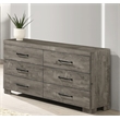 Best Quality Furniture Antique Gray Wood 6 Drawer Dresser with Rustic Finish