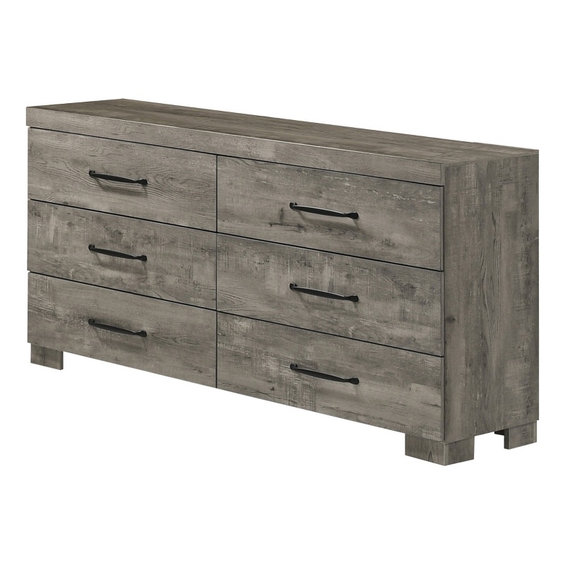 Best Quality Furniture Antique Gray Wood 6 Drawer Dresser with Rustic Finish