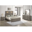 Best Quality Furniture 5pc Antique Gray Wood Panel Bedroom Set with Headlamps