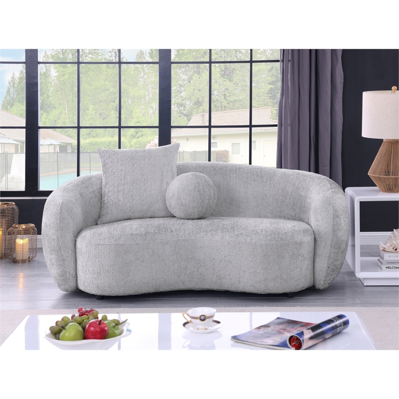Best Quality Furniture 2 Seater Loveseat in Light Gray Boucle Teddy Fabric