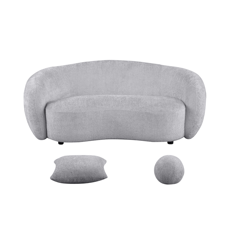Best Quality Furniture 2 Seater Loveseat in Light Gray Boucle Teddy Fabric