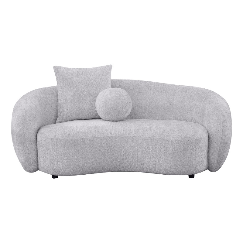 Best Quality Furniture 2 Seater Loveseat in Light Gray Boucle Teddy Fabric