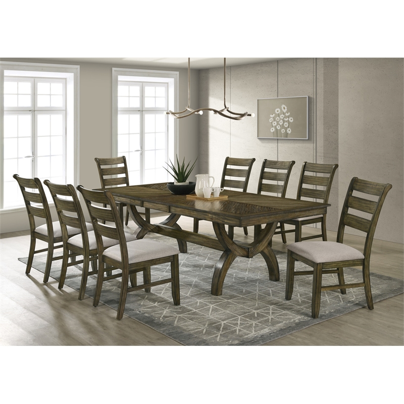 Best Quality Furniture Antique Brown Wood Extendable Dining Table Set