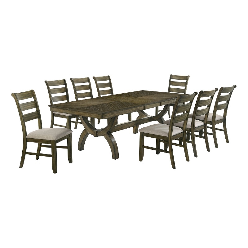 Best Quality Furniture Antique Brown Wood Extendable Dining Table Set