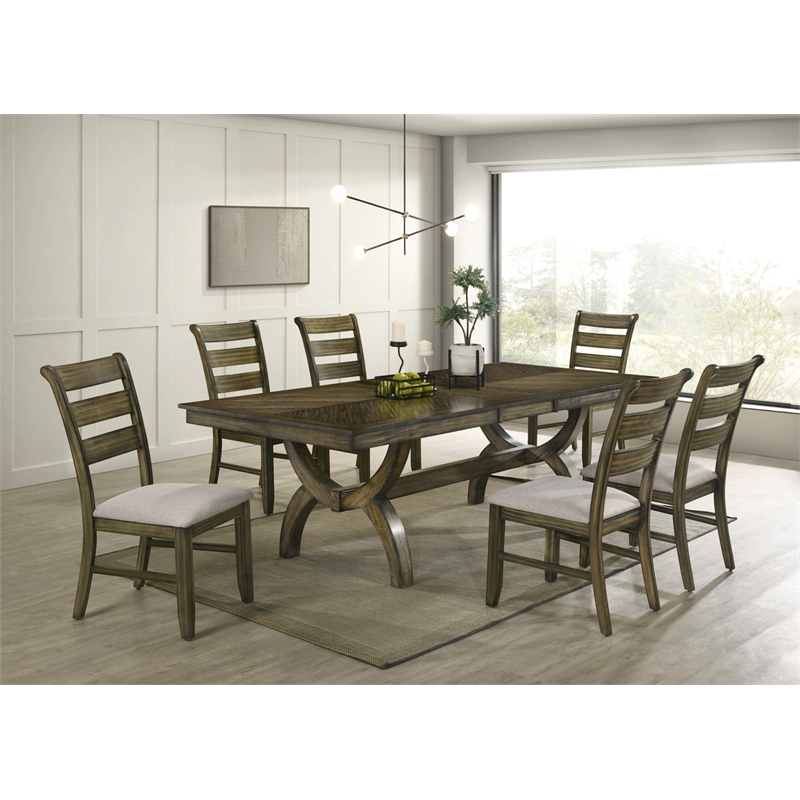Best Quality Furniture Antique Brown Wood Extendable Dining Table Set