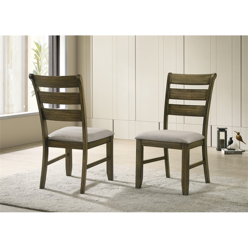 Best Quality Furniture Ladderback Antique Brown Wood Dining Side Chairs